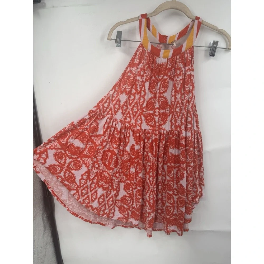 Free People Tunic Women S Orange Boho Medallion Halter Festival Boho OB944887